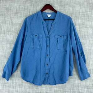 J Jill Womens Size M Lyocell Long Sleeve Button Down Shirt 0358
